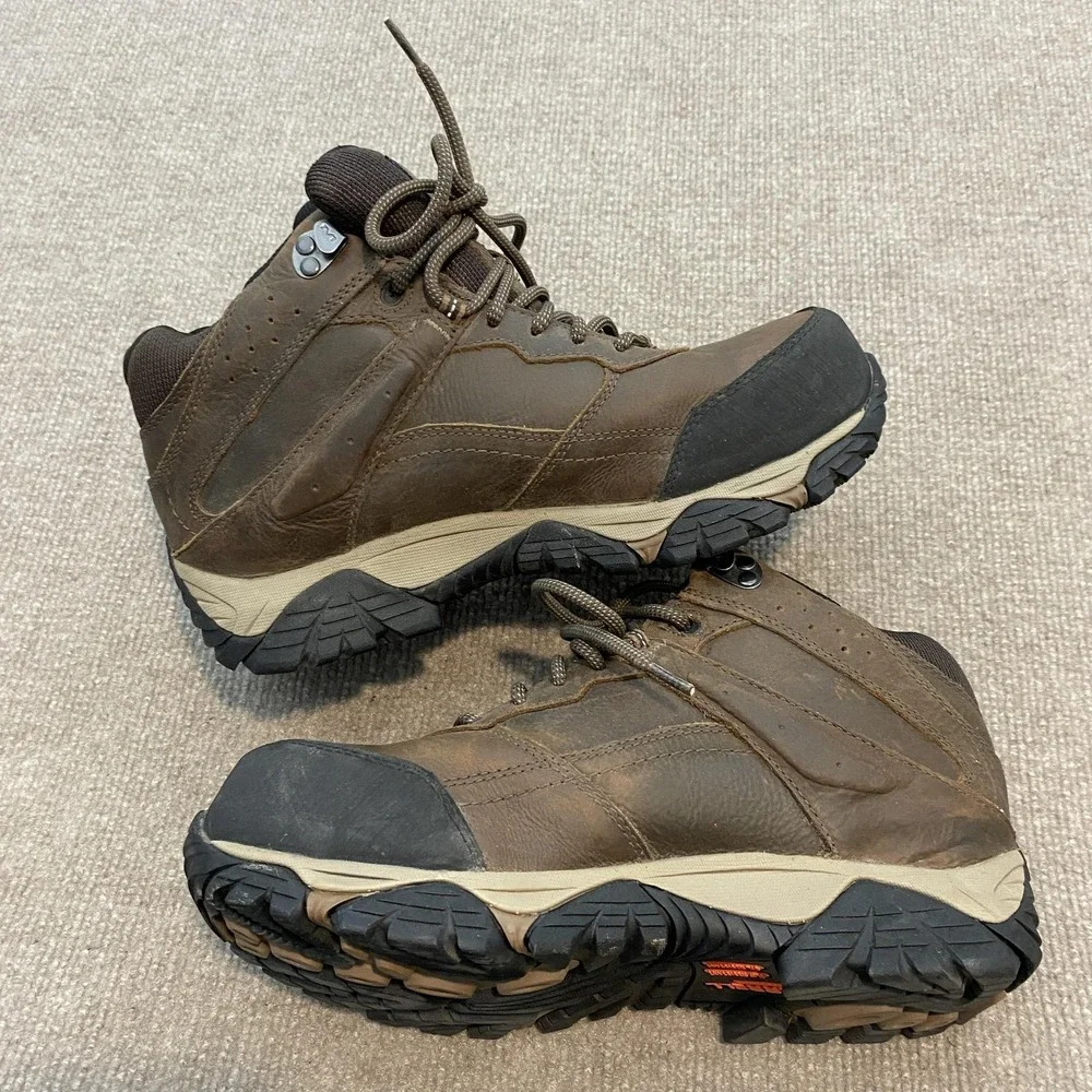 Merrell Work Boots Mens Size 7.5W Brown‎ Leather Waterproof Slip Resistant